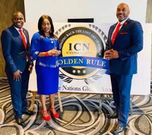 Universal Peace Ambassador Dr. Juma Nashon (left),World Civility Ambassador Winnie Joy (centre) and 2019 USA Civility ICON of the Year Dr. Ruben West join forces as the leadership team for the Civility For Kenya organization. PHOTO/COURTESY